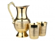 Mughlai Brass Jug with Set of 2 Pure Brass Tumblers Elegant Water Storage Set