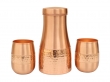 Pure Copper Bedside Carafe Hammered Design with Set of 2 Barrel Shaped Tumblers