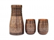 Pure Copper Bedside Carafe with Floral Pattern and a Set of 2 Barrel-Shaped Tumblers