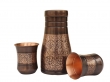 Pure Copper Bedside Carafe with Floral Pattern and a Set of 2 Curved Tumblers
