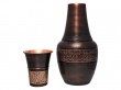 Pure Copper Bedside Water Carafe with Tumbler Capacity Etching Pattern 1.4 Lt