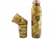 Pure Copper Water Bottle with 2 Tumblers Set Reaping Ayurvedic Benefits with GIFT PACKAGING Brown
