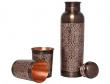 Pure Copper Water Bottle with 2 Tumblers Set Tower Shape 1000 Ml Capacity 