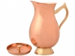 Pure Copper Water Hammered Jug with Lid and Brass Handle for Ayurveda Health Benefits 1 Liter Capacity Traditional Style