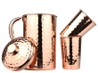 Set of 2 Copper Tumblers Hammered Pitcher Ayurveda Health
