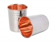 Set of 2 Outer Stainless Steel and Inner Pure Copper Tumbler For Ayurveda Health Benefits 250 Ml  Capacity Hammered Pattern