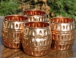 Set of Four Hammered Pure Copper Barrel Moscow Mule Mugs