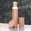 Set of Hammered Copper Water Bottle and Matching Copper Tumbler