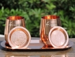 Set of Two Copper Plated Steel Glasses with Tray and Lids