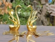 Set of Two Gold Colored Swan Spoon Stand with Six Spoons