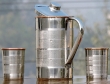 Stainless steel plain jug with two tumblers 