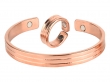 Striped Lines Copper Bracelet Ring Adjustable Set