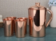 Copper Plain Pitcher with 4 Tumblers Ayurvedic Health Drinkware
