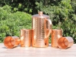 Hammered Copper Jug with Four Tumblers