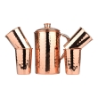Hammered Copper Pitcher With 4 Tumblers Ayurveda Health Set