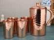 Hammered Copper Pitcher With 4 Tumblers  Ayurveda Health Set
