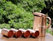 Hammered Pure Copper Pitcher and Four Tumblers Set