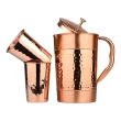Hammered and Plain Pattern Pure Copper Pitcher With Tumblers Ayurveda Health Set