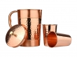 Hammered and Plain Pattern Pure Copper Pitcher  With Tumblers  Ayurveda Health Set