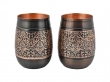 Handcrafted Floral Copper Tumblers Set of 2 Ayurvedic Barrel Style 250 ml 