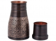 Pure Copper Bedside Carafe For Ayurveda Health Benefits Capacity 1 Liter Floral Pattern