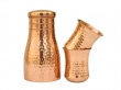 Pure Copper Bedside Carafe Hammered Design with a Set of 2 Tumblers