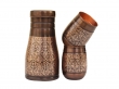 Pure Copper Bedside Carafe with Floral Pattern and a Set of 2 Barrel-Shaped Tumblers