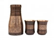 Pure Copper Bedside Carafe with Floral Pattern and a Set of 2 Curved Tumblers