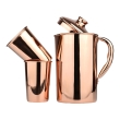 Pure Copper Pitcher 2 Tumblers Set Glossy Finish for Ayurveda