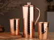 Pure Copper Pitcher Set with 2 Tumblers Hammered for Health