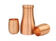 Pure Copper Plain Bedside Carafe with 2 Plain Tumblers