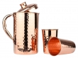 Set of 2 Copper Tumblers Hammered Pitcher Ayurveda Health