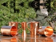 Set of Four Plain Copper Mugs with Copper Jigger