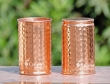 Set of Two Pure Copper Hammered Tumblers