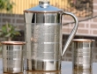 Stainless steel plain jug with two tumblers 