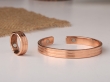 Striped Lines Copper Bracelet Ring Adjustable Set
