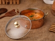 Copper  Stainless Steel Cookware Pot with Glass Lid with Golden Handles