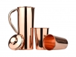 Copper Water Jug with 2 Tumblers Plain Pattern for Health Benefits