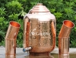 Eight Liter Copper Water Dispenser with Matching Tumblers