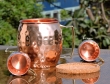 Hammered Copper Moscow Mule Mug with Two Matching Mini Mugs