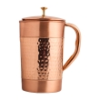 Hammered and Plain Copper Water Set Jug With 4 Tumblers for Ayurveda Health