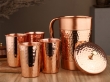 Hammered and Plain Copper Water Set  Jug With 4 Tumblers for Ayurveda Health