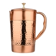 Hammered and Plain Pattern Pure Copper Pitcher With Tumblers Ayurveda Health Set