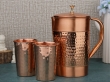 Hammered and Plain Pattern Pure Copper Pitcher  With Tumblers  Ayurveda Health Set