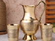 Mughlai Brass Jug with Set of 2 Pure Brass Tumblers Elegant Water Storage Set