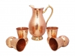 Mughlai Style Copper Jug with Four Matching Tumblers