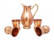 Mughlai Style Copper Jug with Four Matching Tumblers