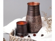 Pure Copper Bedside Carafe For Ayurveda Health Benefits Capacity 1 Liter Floral Pattern