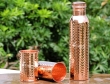 Pure Copper Hammered Bottle with Two Matching Tumblers