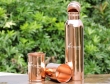 Pure Copper Plain Bottle with Two Matching Tumblers